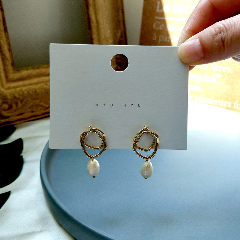 Korean DDP Style Natural Freshwater Pearl Earrings