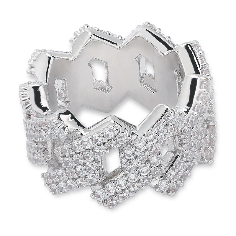 Men's Diamond Hip-Hop Ring with Zircon Stones