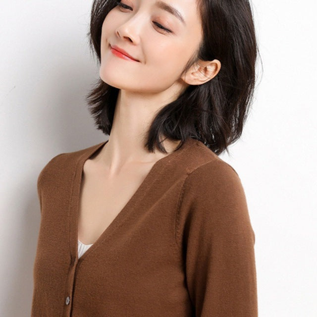 Korean Slim Fit V-Neck Cardigan for Women