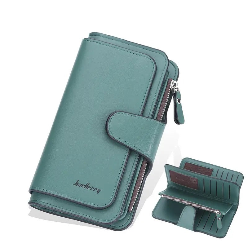 Women's Long Zipper Wallet with Card Slots and Buckle