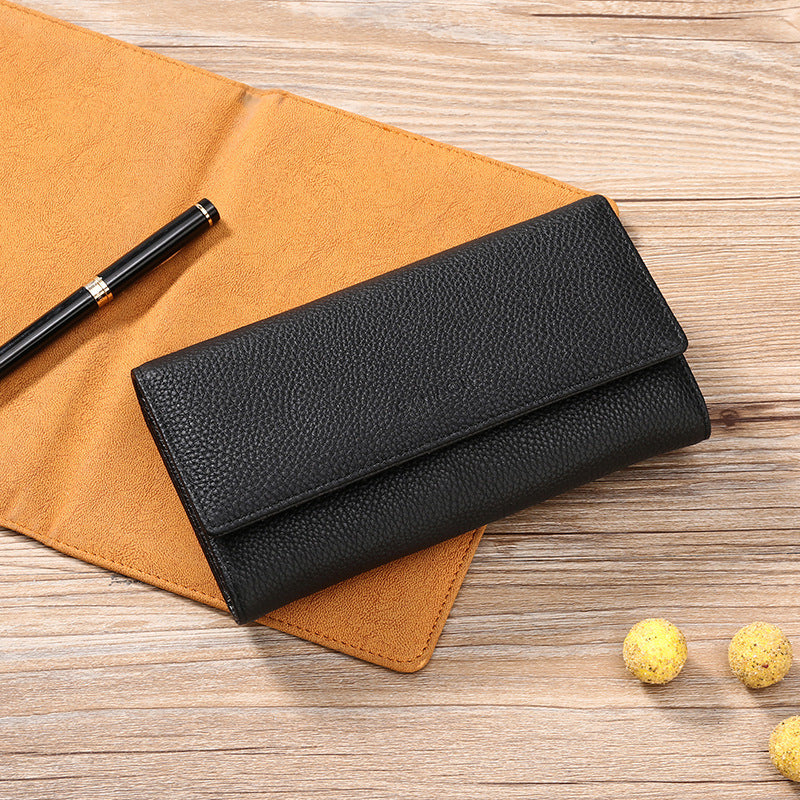 Ladies European American Genuine Leather Long Wallet