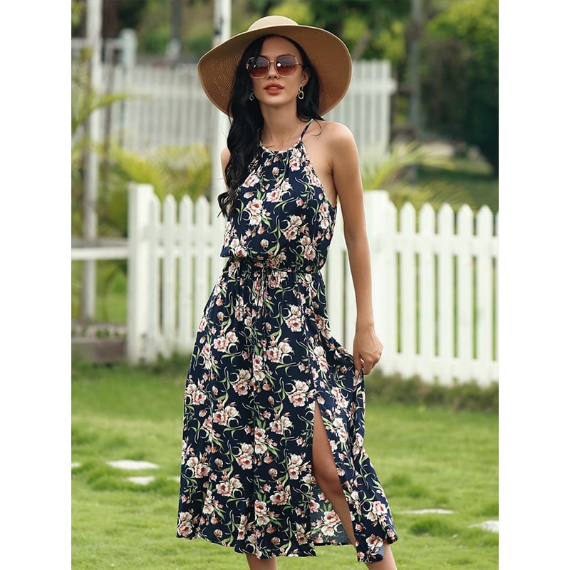 Sleeveless Mid-Calf Patchwork Women's Dress