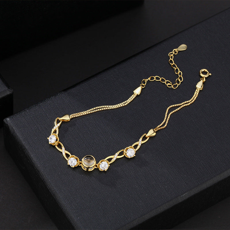 S925 Silver Infinite Love Projection Bracelet with Custom Name