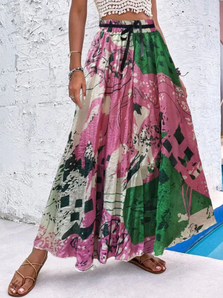 Bohemian Print A-Line Beach Dress for Women