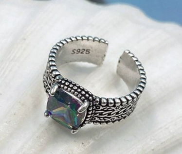 S925 Sterling Silver Colorful Purple Zircon Ring