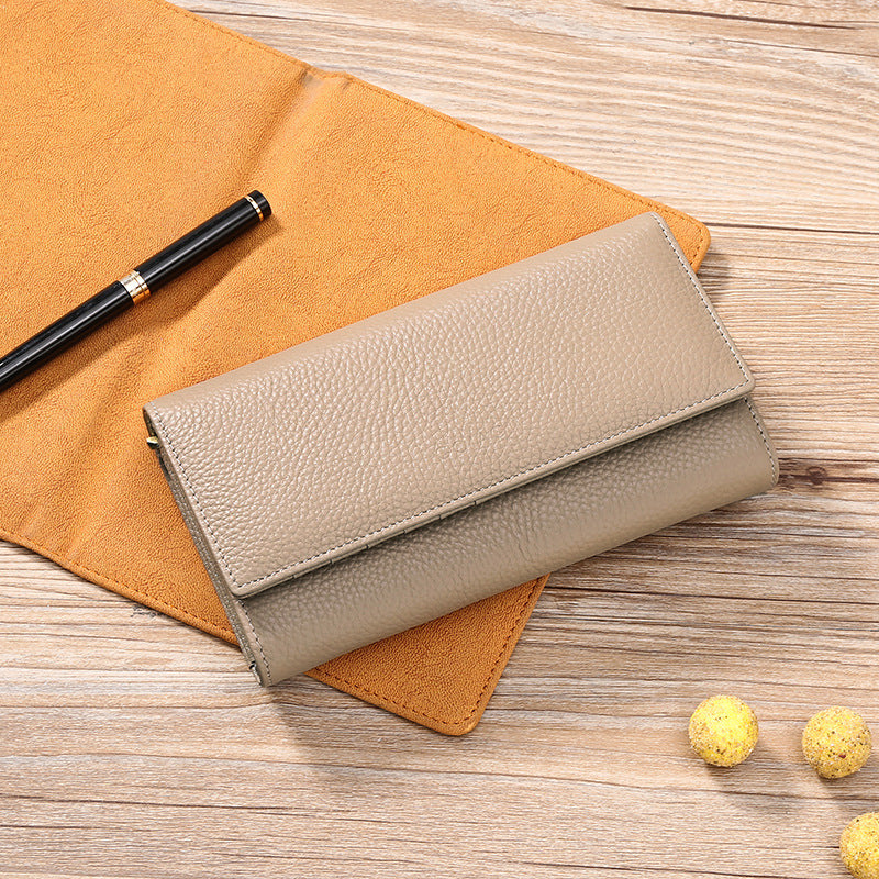 Ladies European American Genuine Leather Long Wallet