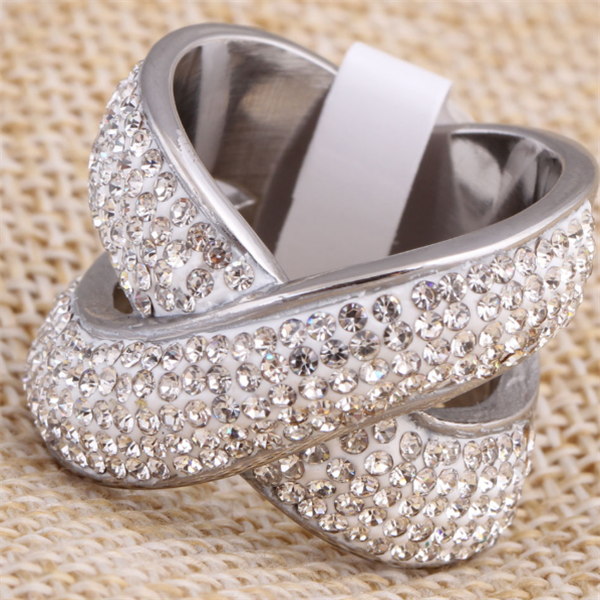316L Stainless Steel Cross Design Diamond Ring