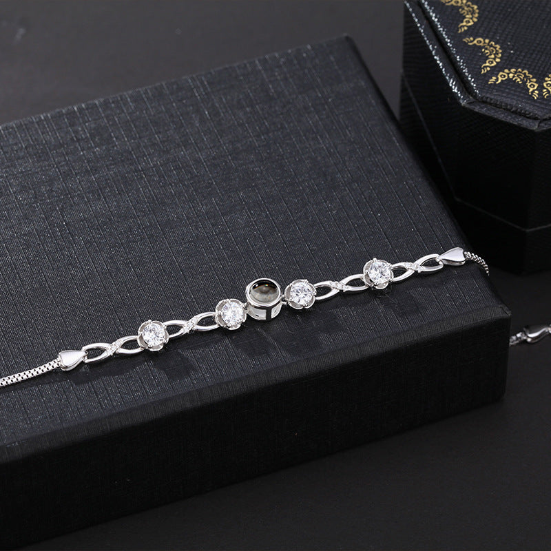 S925 Silver Infinite Love Projection Bracelet with Custom Name