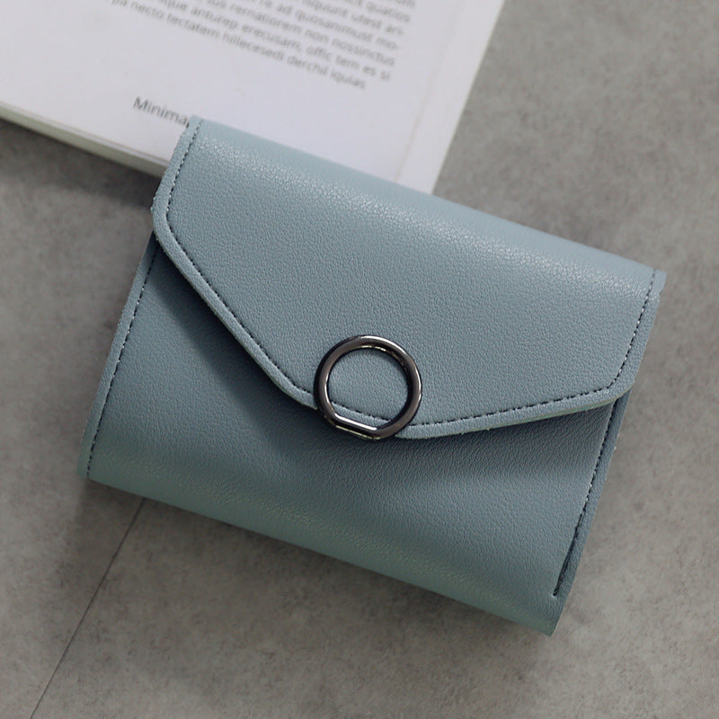 Tri-Fold Simple Buckle Wallet with Small Circle Design