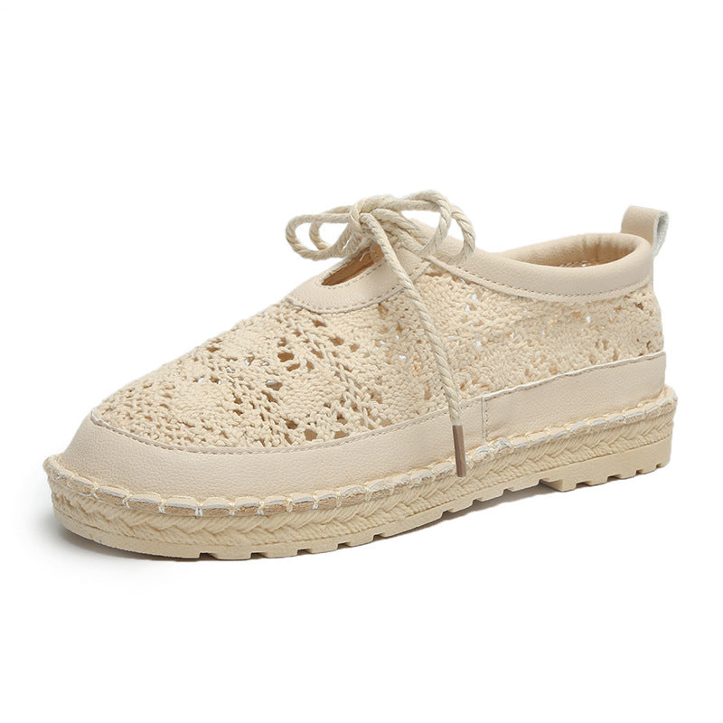 Artistic Retro Hollow Round-Toe Flat Shoes for Women