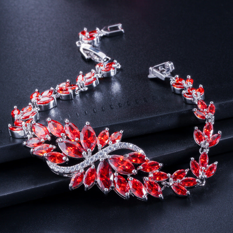 Elegant Multi-Color Zircon Bracelet with Diamond Inlay