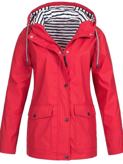 Plus Size Women's Hooded Long Sleeve Trench Coat