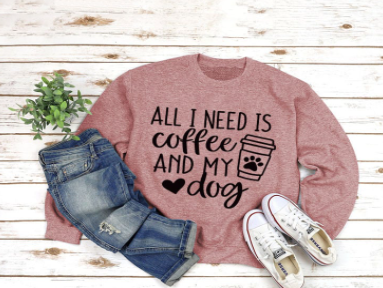 Round Neck Long Sleeve Pullover with ALL I NEED Print