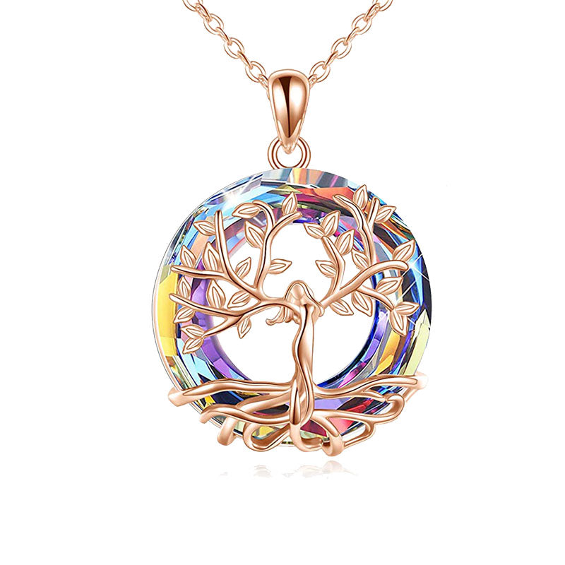 Women's Metal Tree of Life Round Pendant Necklace