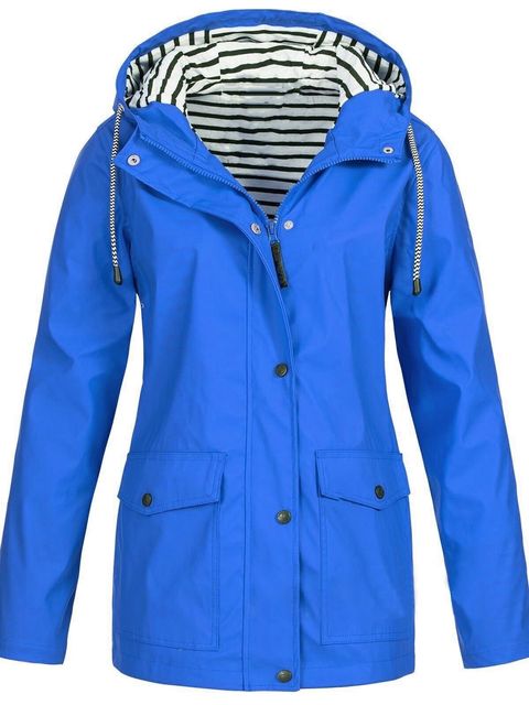 Plus Size Women's Hooded Long Sleeve Trench Coat