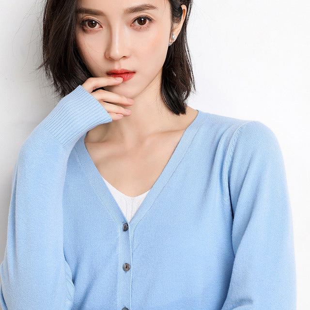 Korean Slim Fit V-Neck Cardigan for Women