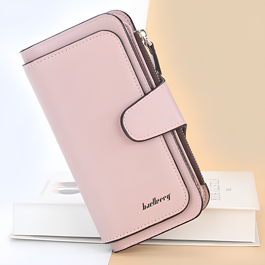 Women's Long Zipper Wallet with Card Slots and Buckle
