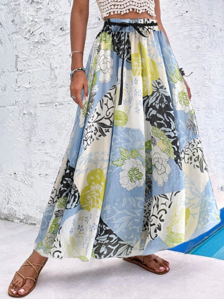 Bohemian Print A-Line Beach Dress for Women