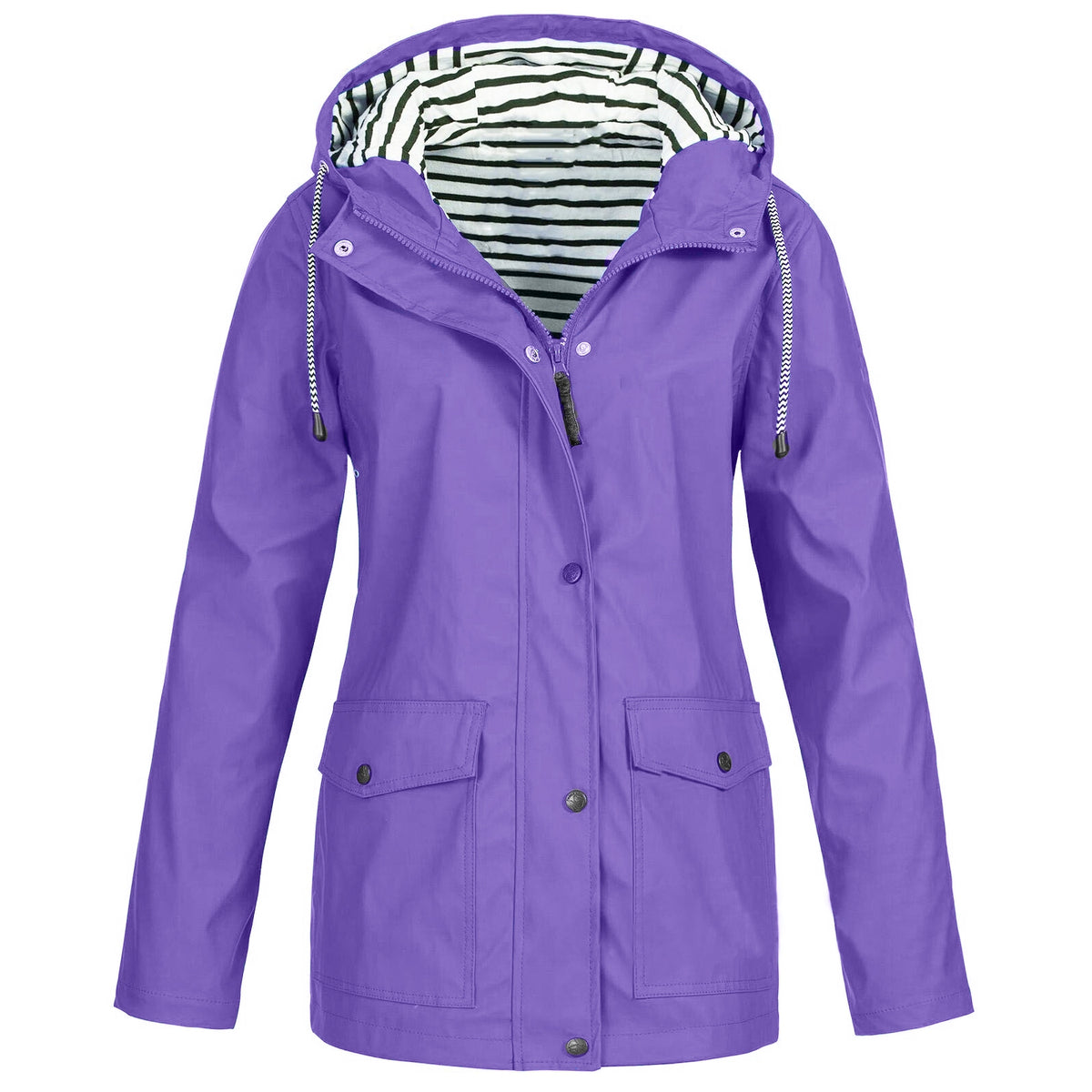 Plus Size Women's Hooded Long Sleeve Trench Coat
