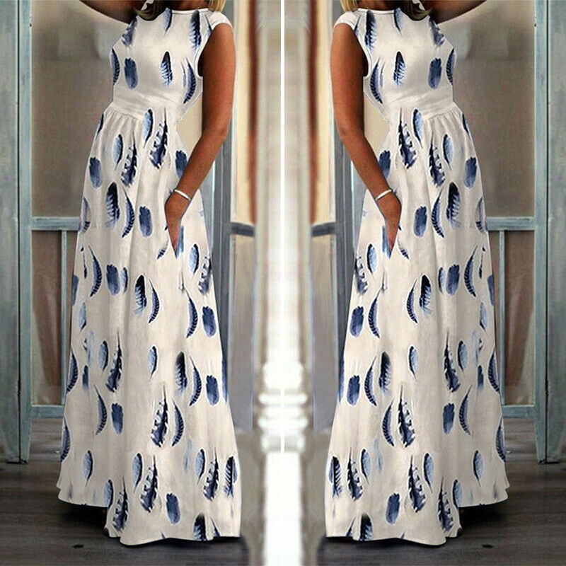 New Ethnic Print Long Maxi Dress for Casual Wear