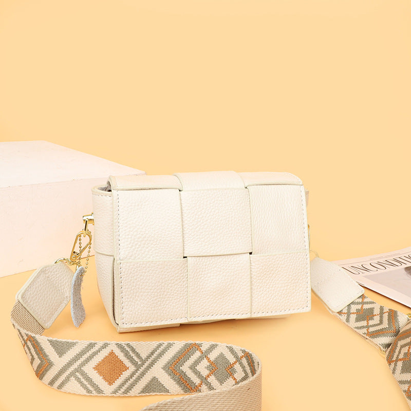 Genuine Leather Woven Shoulder Bag for Women