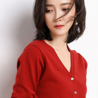 Korean Slim Fit V-Neck Cardigan for Women