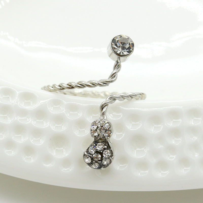Adjustable Rhinestone Starfish Flower Joint Ring