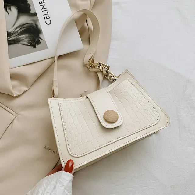 Stone Pattern Wide Strap Small Square Bag for Women