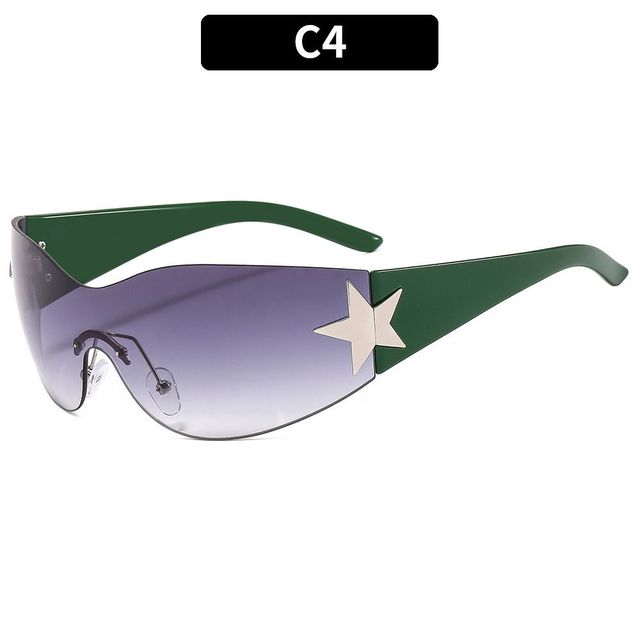 Trendy One-Piece Frameless Curved Sunglasses