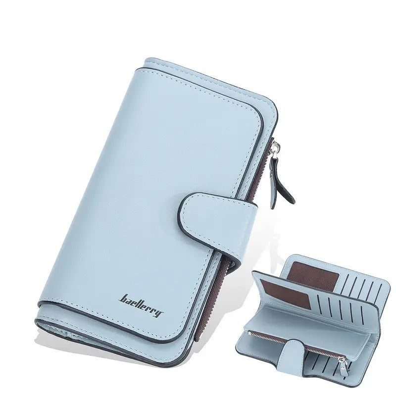 Women's Long Zipper Wallet with Card Slots and Buckle
