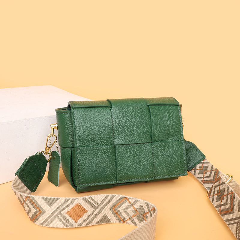 Genuine Leather Woven Shoulder Bag for Women