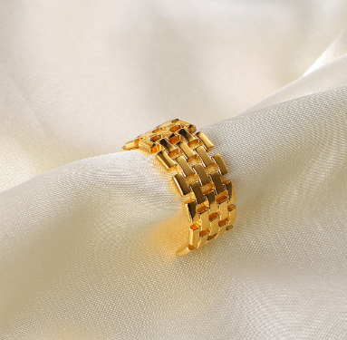 18K Gold Plated Wide Watch Band Open Ring