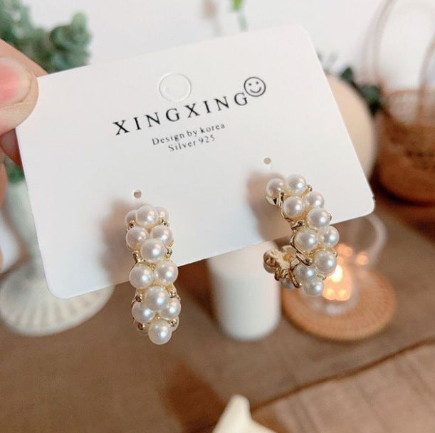 925 Silver Geometric Pearl Earrings for Women