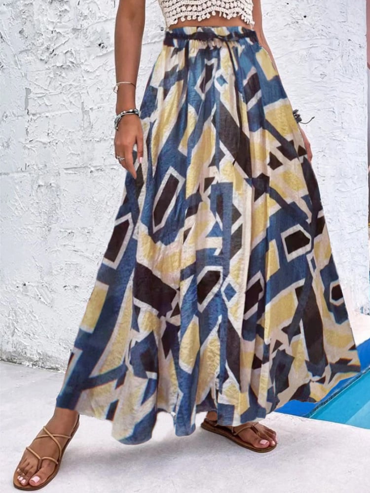 Bohemian Print A-Line Beach Dress for Women
