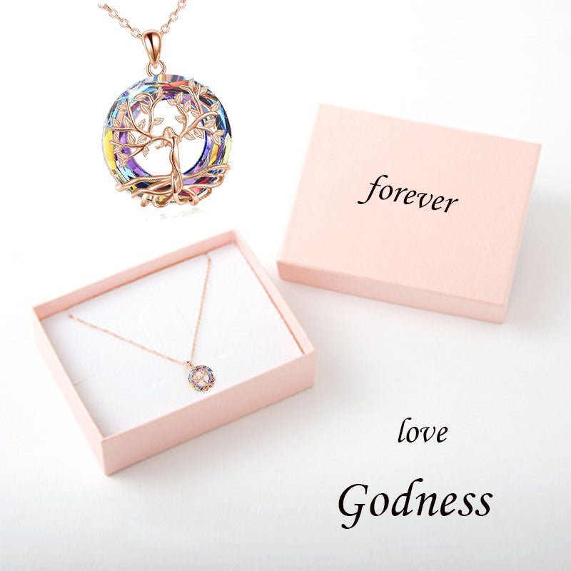 Women's Metal Tree of Life Round Pendant Necklace