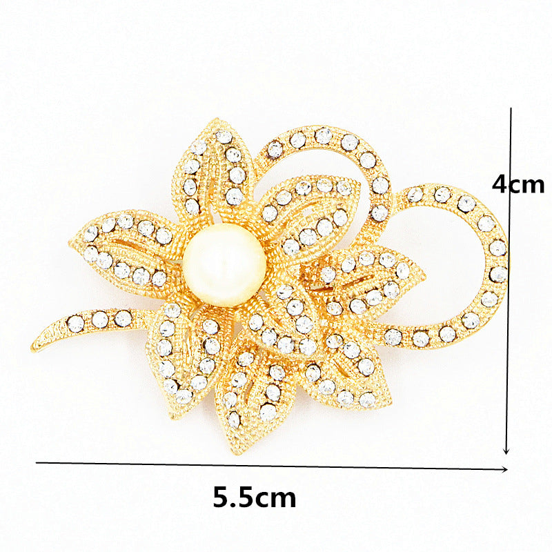 Crystal Pearl Brooch with Bow
