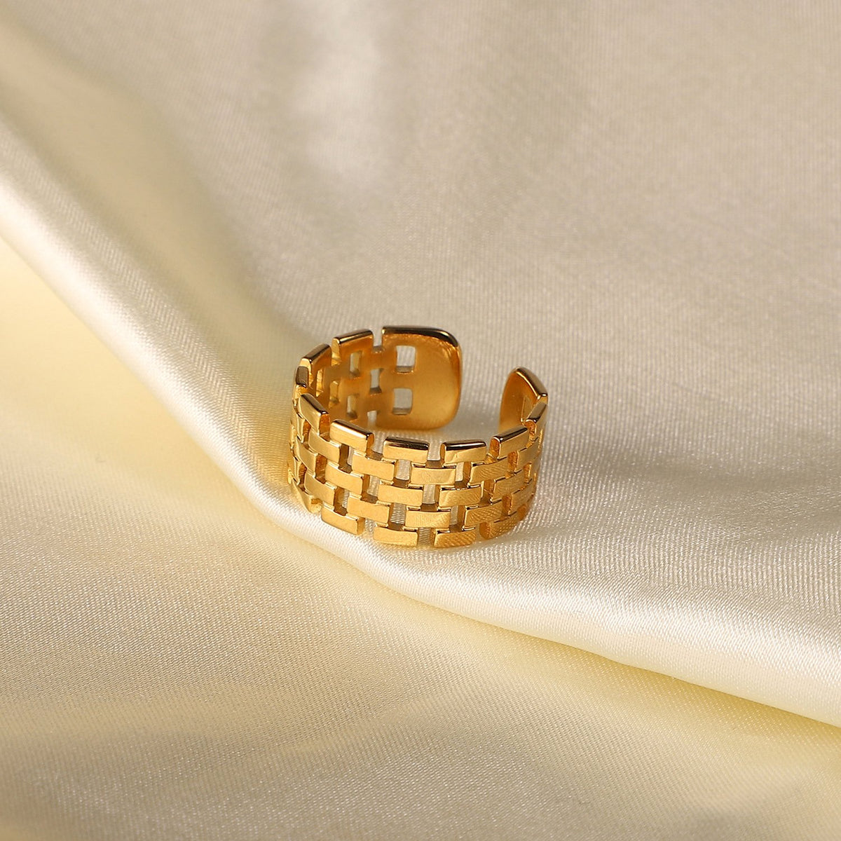 18K Gold Plated Wide Watch Band Open Ring