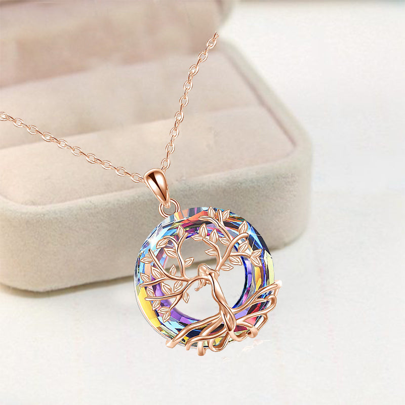 Women's Metal Tree of Life Round Pendant Necklace