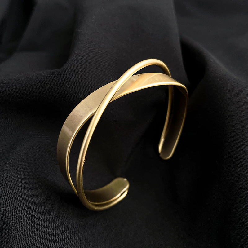 Simple Wave Cross Bracelet for Women's Fashion