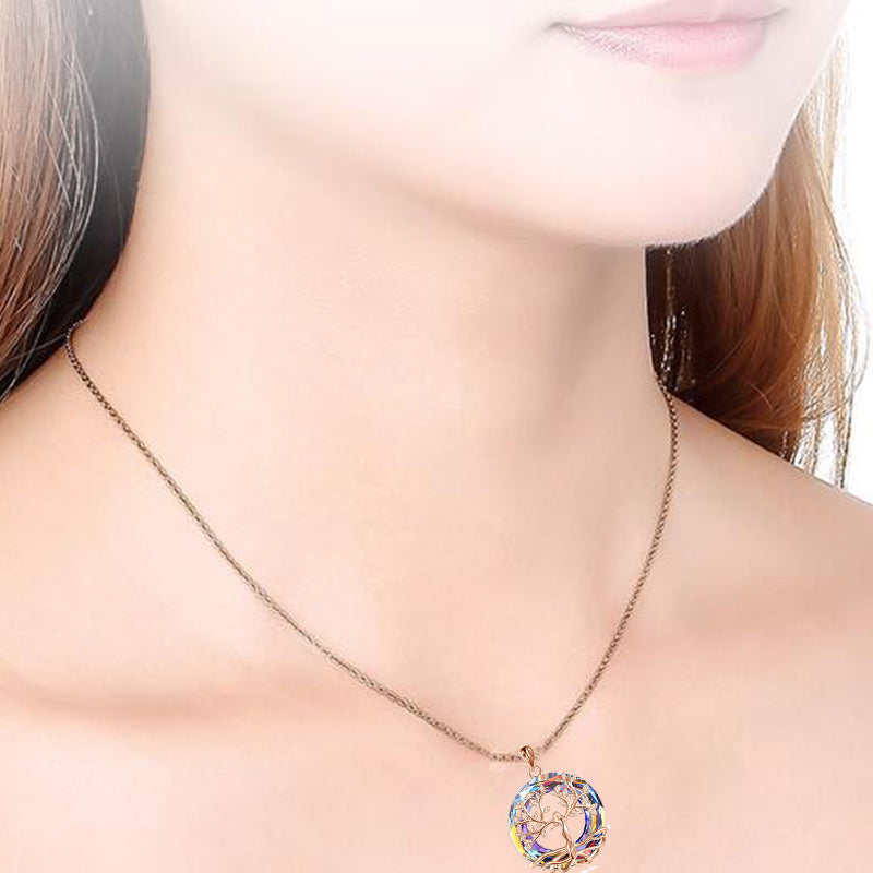 Women's Metal Tree of Life Round Pendant Necklace