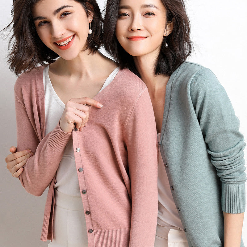 Korean Slim Fit V-Neck Cardigan for Women