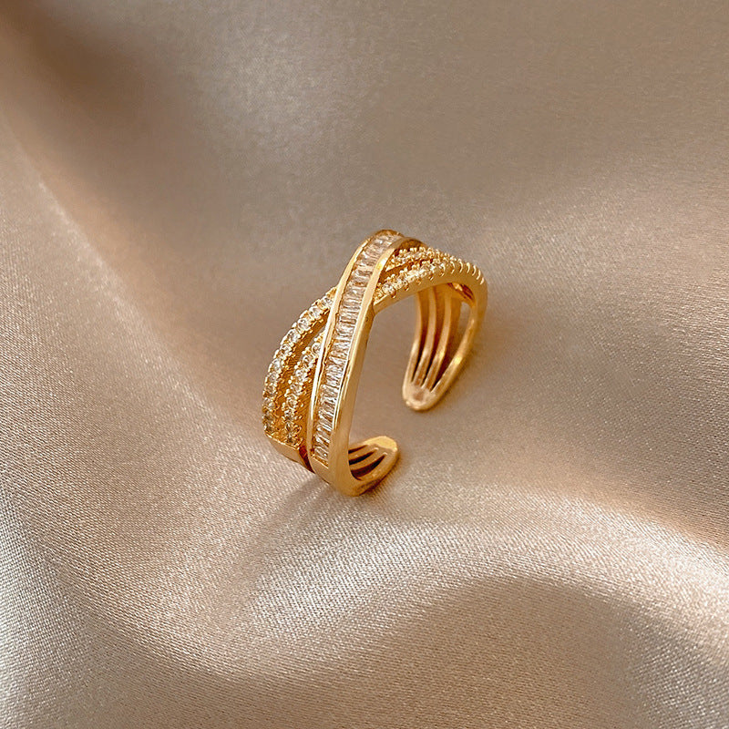 Diamond Zircon Zip Open Forefinger Ring