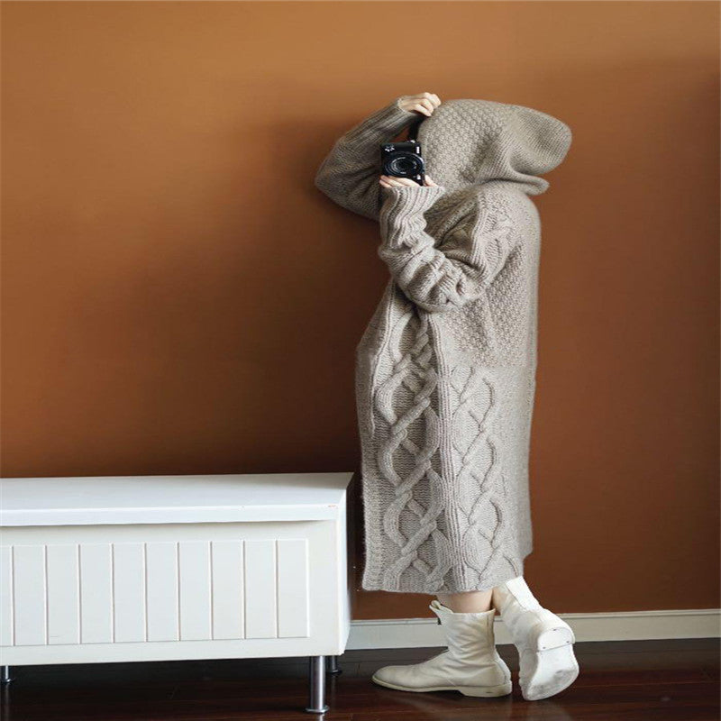 New Winter Hoodie Coat with Thick Cashmere Knit