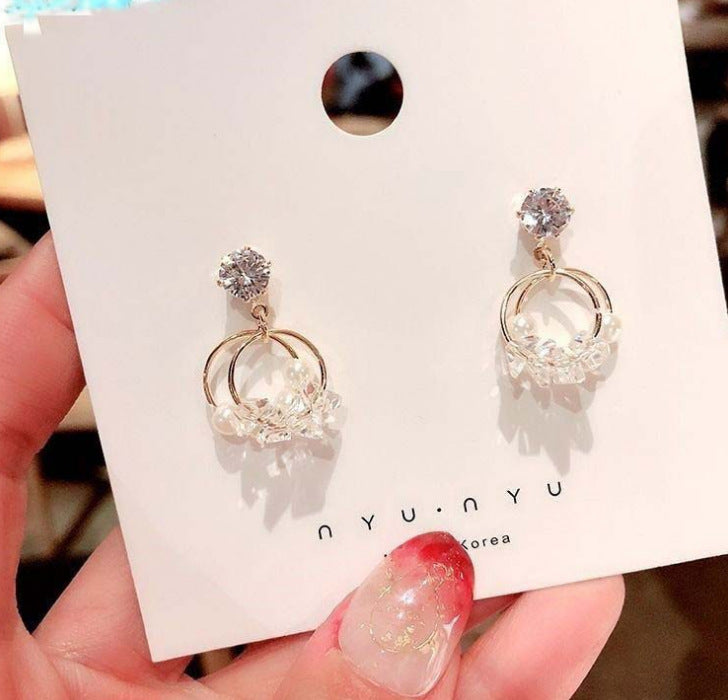 925 Silver Geometric Pearl Earrings for Women