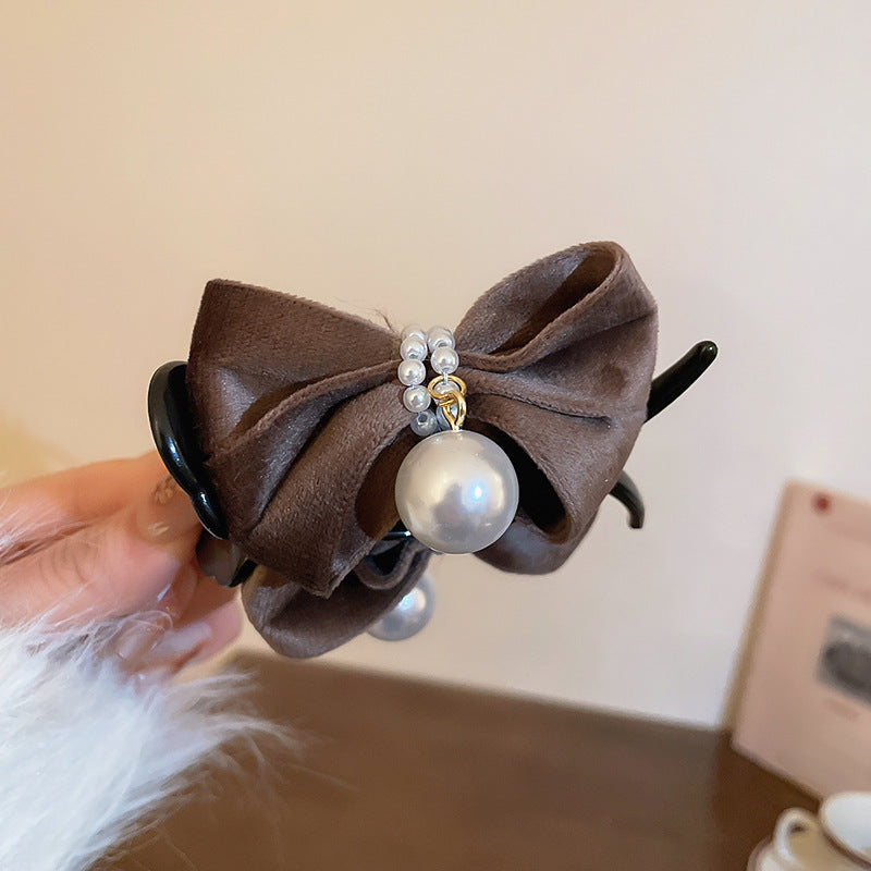 Elegant Korean Bow Pearl Hair Clip for Women