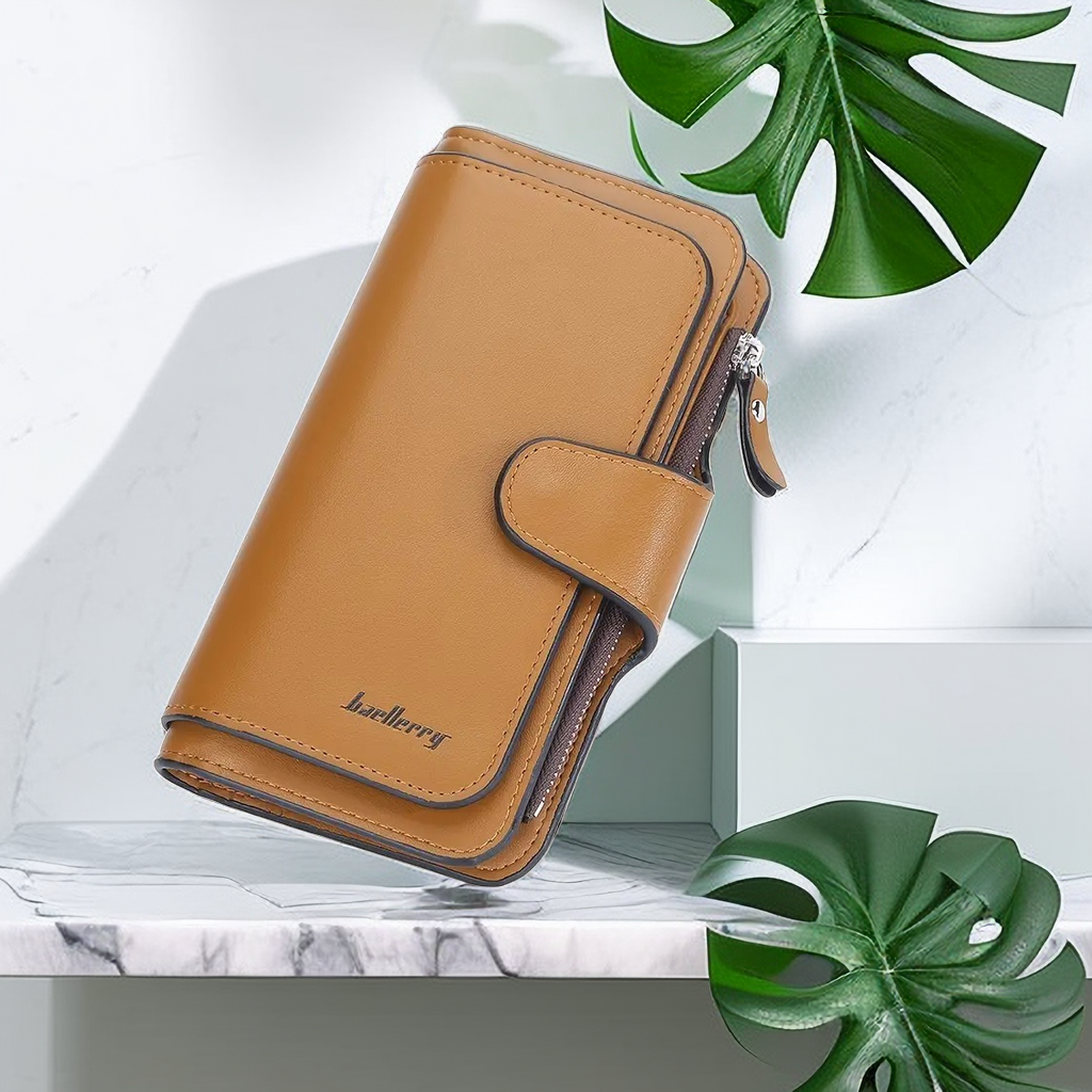 Women's Long Zipper Wallet with Card Slots and Buckle