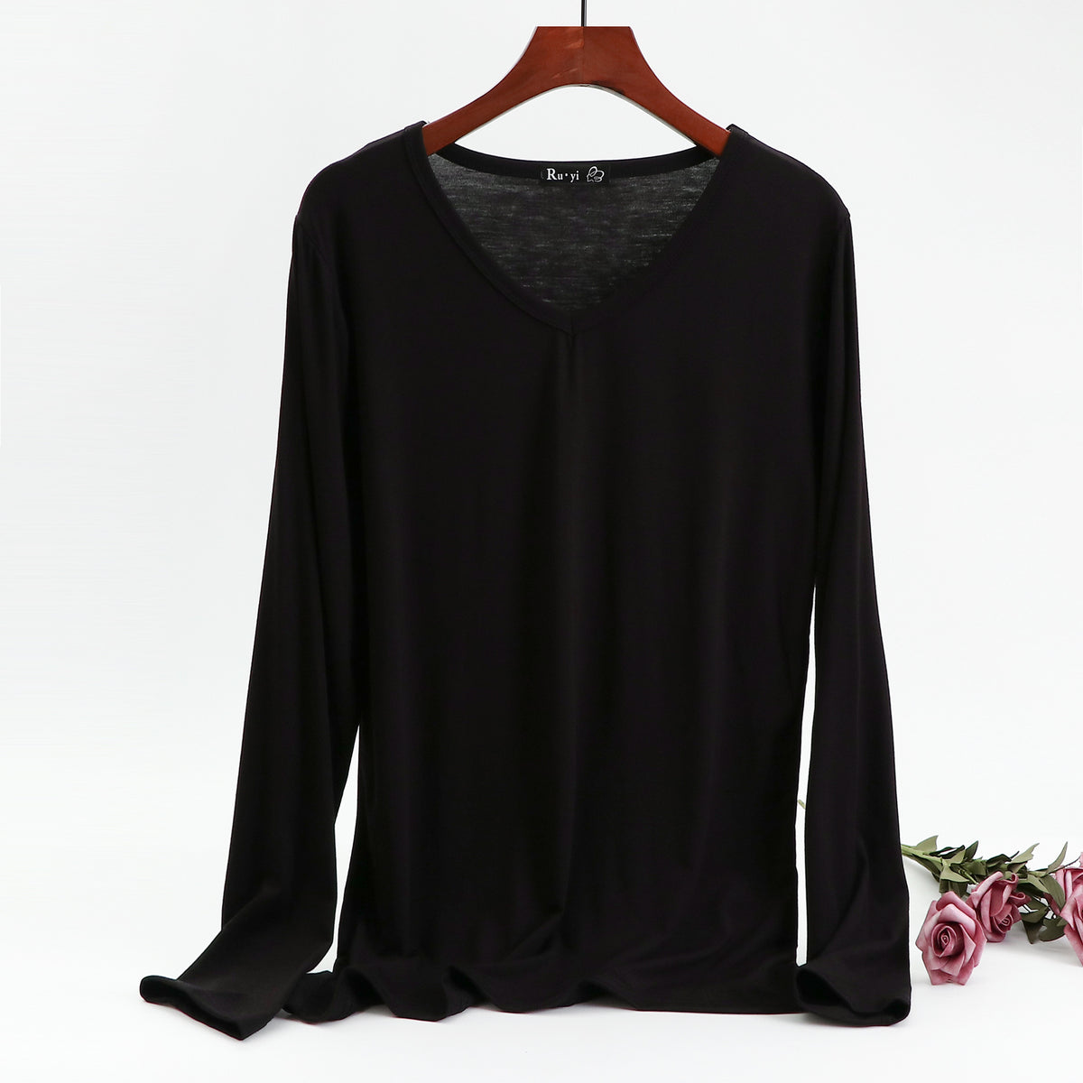 Plus Size Korean V-neck Long Sleeve Casual Top
