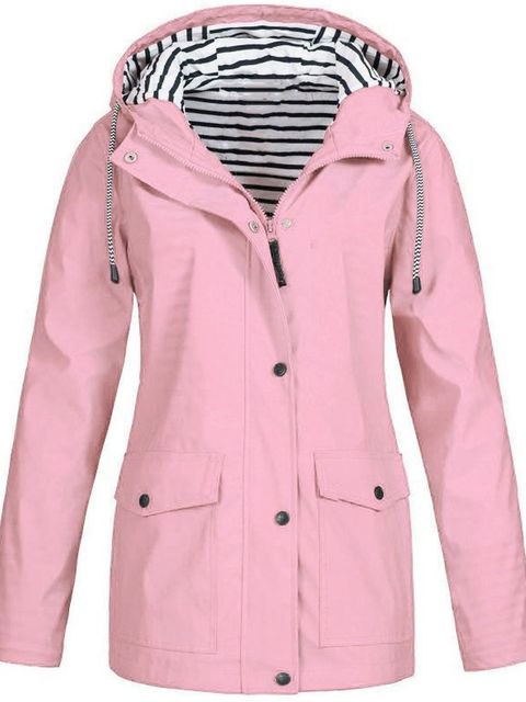 Plus Size Women's Hooded Long Sleeve Trench Coat
