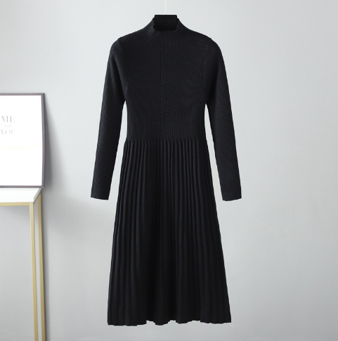 Long Knit Sweater Dress for Women with Overcoat