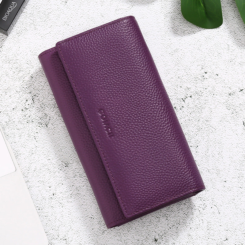 Ladies European American Genuine Leather Long Wallet